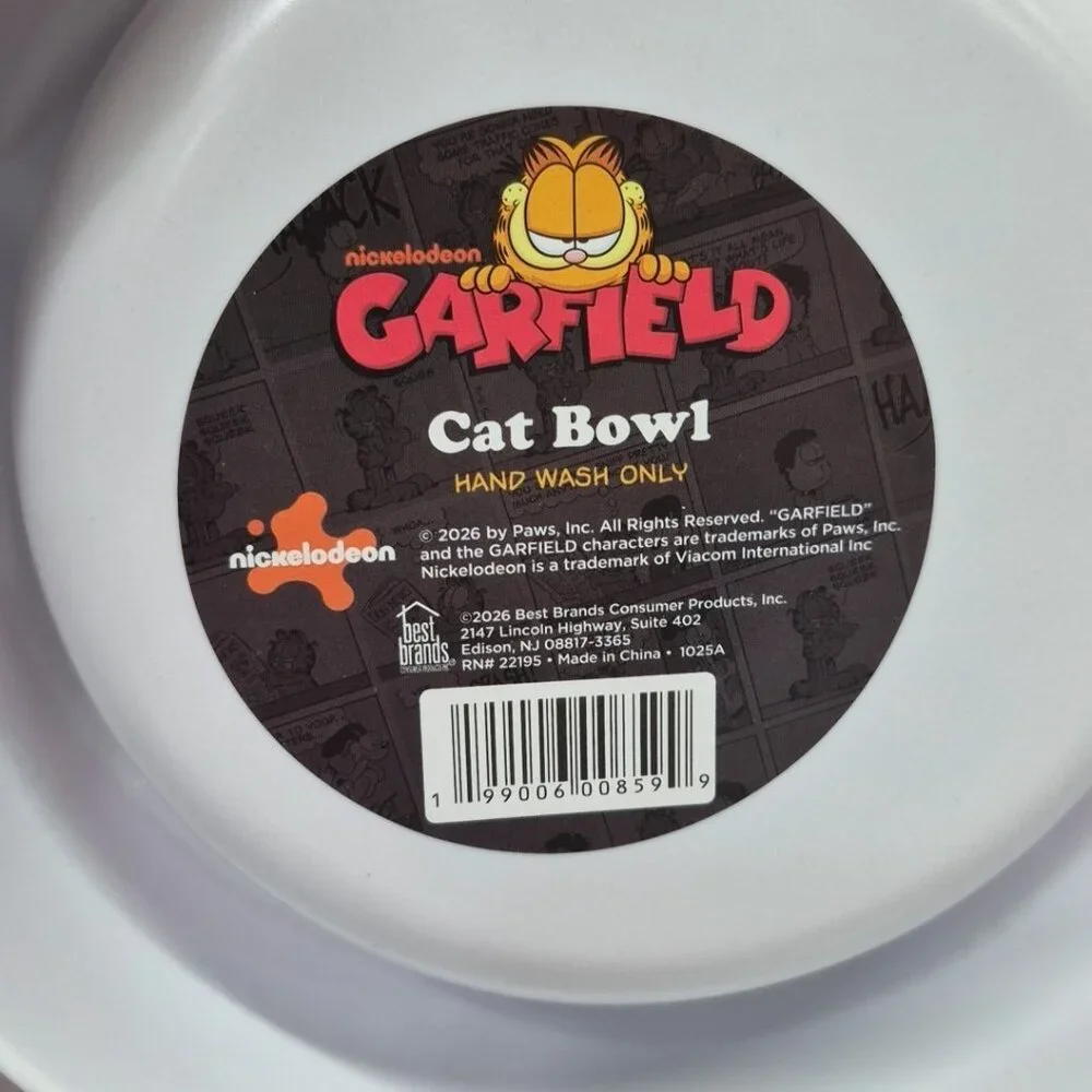 Nickoledin Garfield Bowl Dog Cat Food Water Dish, Red, 7in, Lot Of 2